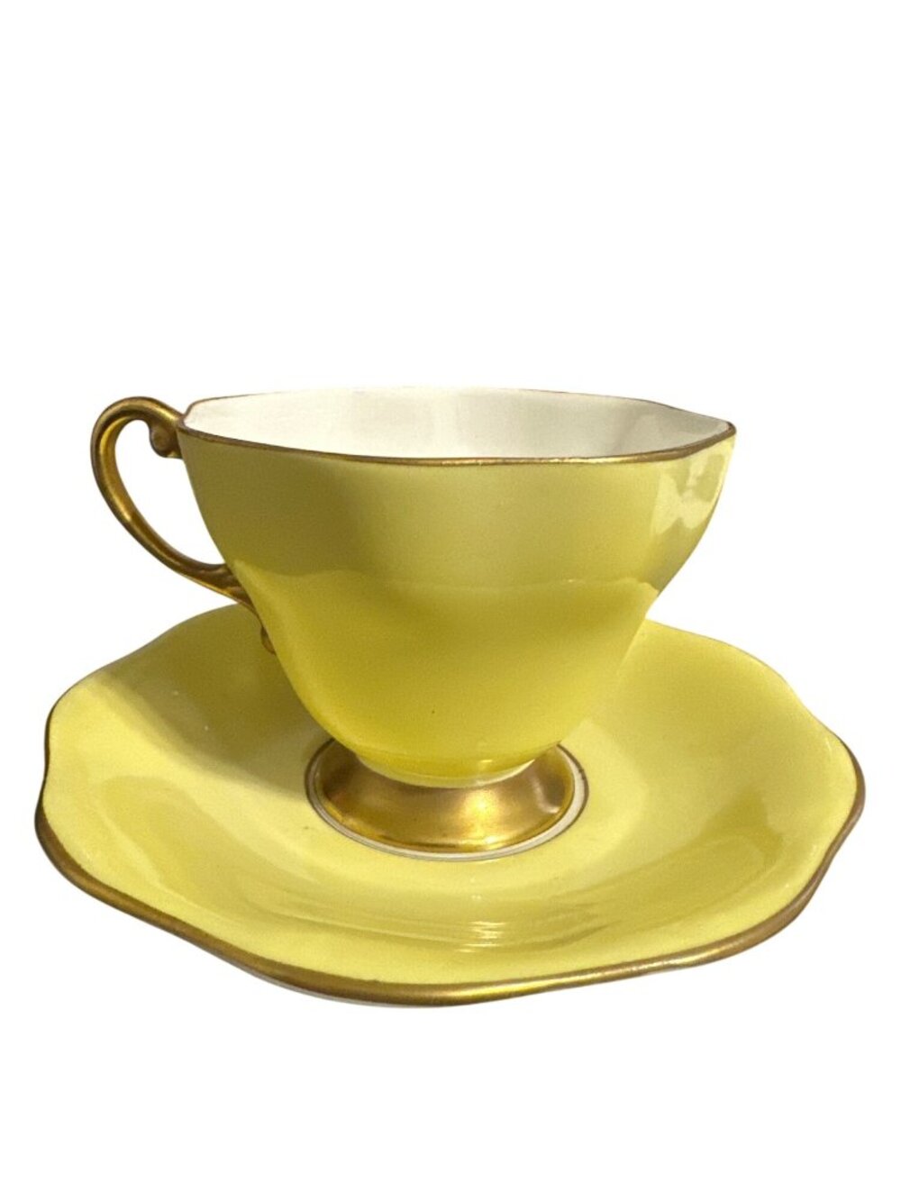 Foley China Yellow & Gold Bone China Tea Cup And Saucer Set Made In England